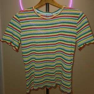 ZARA NWT LARGE One Love short sleeve stretchy top